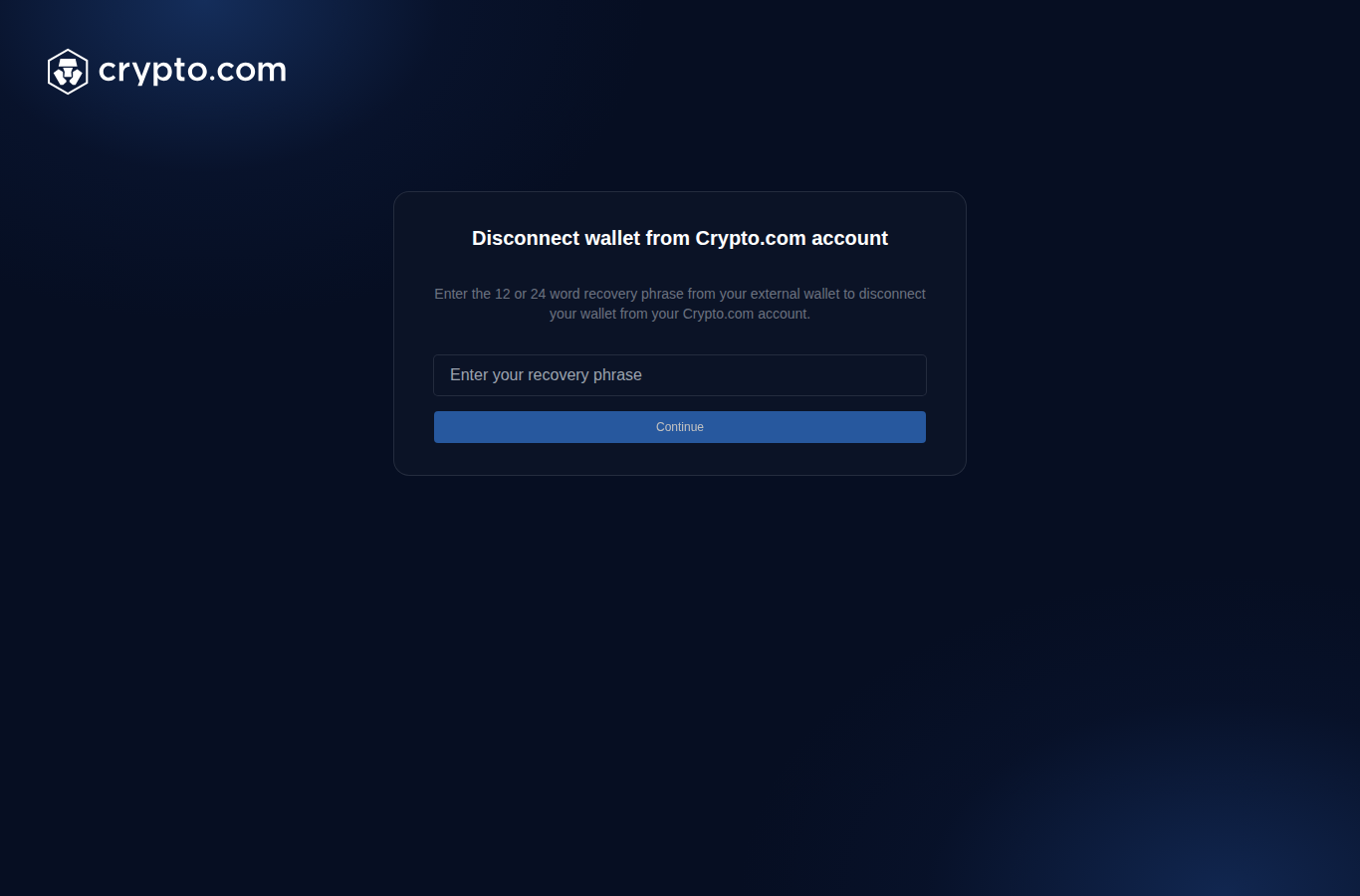 Recovery Phrase sandbox screenshot
